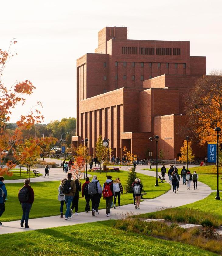 Campus scene facing Hibbard hall, fall 